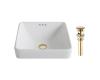 Kraus KCR-281-G Elavo White Ceramic Square Semi-Recessed Bathroom Sink W/ Overflow & Pu Drain Gold Kraus KCR-281-G Elavo White Ceramic Square Semi-Recessed Bathroom Sink W/ Overflow & Pu Drain Gold