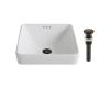 Kraus KCR-281-ORB Elavo White Ceramic Square Semi-Recessed Bathroom Sink W/ Overflow & Pu Drain Oil Rubbed Bronze