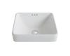 Kraus KCR-281 Elavo White Ceramic Square Semi-Recessed Bathroom Sink W/ Overflow