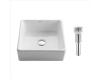 Kraus KCV-120-CH Chrome White Square Ceramic Bathroom Sink With Pop Up Drain