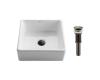 Kraus KCV-120-ORB White Square Ceramic Bathroom Sink With Pop Up Drain Oil Rubbed Bronze