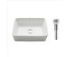 Kraus KCV-121-CH Chrome White Rectangular Ceramic Bathroom Sink With Pop Up Drain