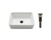 Kraus KCV-121-ORB White Rectangular Ceramic Bathroom Sink With Pop Up Drain Oil Rubbed Bronze