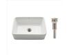 Kraus KCV-121-SN White Rectangular Ceramic Bathroom Sink With Pop Up Drain Satin Nickel