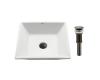 Kraus KCV-125-ORB White Square Ceramic Bathroom Sink With Pop Up Drain Oil Rubbed Bronze