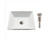 Kraus KCV-125-SN White Square Ceramic Bathroom Sink With Pop Up Drain Satin Nickel