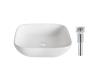 Kraus KCV-127-CH Elavo Chrome White Ceramic Soft Square Vessel Bathroom Sink W/ Pu Drain Kraus KCV-127-CH Elavo Chrome White Ceramic Soft Square Vessel Bathroom Sink W/ Pu Drain
