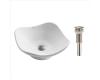 Kraus KCV-135-SN White Tulip Ceramic Bathroom Sink With Pop Up Drain Satin Nickel