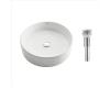 Kraus KCV-140-CH Chrome White Round Ceramic Bathroom Sink With Pop Up Drain
