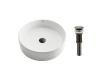 Kraus KCV-140-ORB White Round Ceramic Bathroom Sink With Pop Up Drain Oil Rubbed Bronze