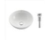 Kraus KCV-141-CH Chrome White Round Ceramic Bathroom Sink With Pop Up Drain