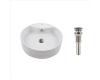 Kraus KCV-142-SN White Round Ceramic Bathroom Sink And Pop Up Drain With Overflow Satin Nickel
