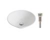 Kraus KCV-143-BN Elavo White Ceramic Round Vessel Bathroom Sink W/ Pu Drain Brushed Nickel Kraus KCV-143-BN Elavo White Ceramic Round Vessel Bathroom Sink W/ Pu Drain Brushed Nickel