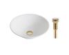 Kraus KCV-143-G Elavo White Ceramic Round Vessel Bathroom Sink W/ Pu Drain Gold Kraus KCV-143-G Elavo White Ceramic Round Vessel Bathroom Sink W/ Pu Drain Gold