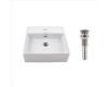 Kraus KCV-150-SN White Square Ceramic Bathroom Sink And Pop Up Drain With Overflow Satin Nickel