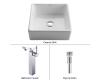 Kraus C-KCV-120-14300CH Chrome White Square Ceramic Sink And Unicus Faucet