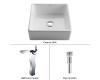 Kraus C-KCV-120-14600CH Chrome White Square Ceramic Sink And Sonus Faucet