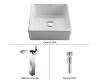 Kraus C-KCV-120-14600CH Chrome White Square Ceramic Sink And Sonus Faucet Kraus C-KCV-120-14600CH Chrome White Square Ceramic Sink And Sonus Faucet