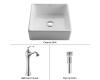 Kraus C-KCV-120-15000CH Chrome White Square Ceramic Sink And Ventus Faucet