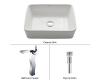 Kraus C-KCV-121-14600CH Chrome White Rectangular Ceramic Sink And Sonus Faucet