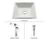 Kraus C-KCV-125-14300CH Chrome White Square Ceramic Sink And Unicus Faucet