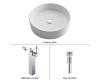 Kraus C-KCV-140-14300CH Chrome White Round Ceramic Sink And Unicus Faucet