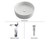 Kraus C-KCV-140-14600CH Chrome White Round Ceramic Sink And Sonus Faucet
