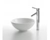 Kraus C-KCV-141-1002CH Chrome White Round Ceramic Sink And Sheven Faucet