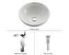 Kraus C-KCV-141-14600CH Chrome White Round Ceramic Sink And Sonus Faucet
