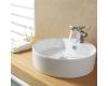 Kraus C-KCV-142-14301CH Chrome White Round Ceramic Sink And Unicus Basin Faucet