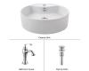 Kraus C-KCV-142-15001CH Chrome White Round Ceramic Sink And Ventus Basin Faucet