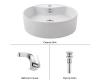 Kraus C-KCV-142-15101CH Chrome White Round Ceramic Sink And Typhon Basin Faucet