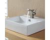 Kraus C-KCV-150-14301BN White Square Ceramic Sink And Unicus Basin Faucet Brushed Nickel