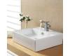 Kraus C-KCV-150-14301CH Chrome White Square Ceramic Sink And Unicus Basin Faucet