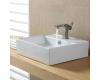 Kraus C-KCV-150-14601BN White Square Ceramic Sink And Sonus Basin Faucet Brushed Nickel