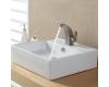 Kraus C-KCV-150-14701BN White Square Ceramic Sink And Illusio Basin Faucet Brushed Nickel