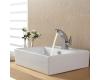 Kraus C-KCV-150-14701CH Chrome White Square Ceramic Sink And Illusio Basin Faucet