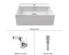 Kraus C-KCV-150-15101CH Chrome White Square Ceramic Sink And Typhon Basin Faucet