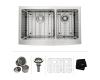 Kraus KHF203-33 Stainless Steel 33 Inch Farmhouse Apron 60/40 Double Bowl 16 Gauge Kitchen Sink