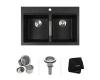 Kraus KGD-433B Black Onyx 33 Inch Dual Mount 50/50 Double Bowl Granite Kitchen Sink