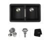 Kraus KGU-434B Black Onyx 33 Inch Undermount 50/50 Double Bowl Granite Kitchen Sink