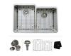 Kraus KHU105-32 Stainless Steel 32 Inch Undermount 50/50 Double Bowl 16 Gauge Kitchen Sink
