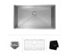Kraus KHU32 Pax Stainless Steel Zero-Radius 31 1/2 Inch 16 Gauge Handmade Undermount Single Bowl Kitchen Sink