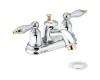 Moen Castleby 4938CP Chrome/Polished Brass 4" Centerset Faucet with Pop-Up & Lever Handles