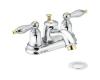 Moen Castleby 4938CP Chrome/Polished Brass 4" Centerset Faucet with Pop-Up & Lever Handles