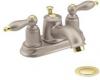 Moen Castleby 4938ST Satine/Polished Brass 4" Centerset Faucet with Pop-Up & Lever Handles