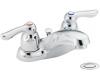 Moen Chateau CA4925 Chrome Two Lever Handle Low Arc Centerset Faucet with Pop-Up