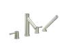 Moen T914BN Level Brushed Nickel Roman Tub Faucet Trim Kit with Hand Shower & Lever Handles