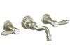 Moen TS42106BN Weymouth Brushed Nickel Two-Handle High Arc Wall Mount Bathroom Faucet