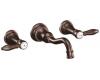 Moen TS42106ORB Weymouth Oil Rubbed Bronze Two-Handle High Arc Wall Mount Bathroom Faucet